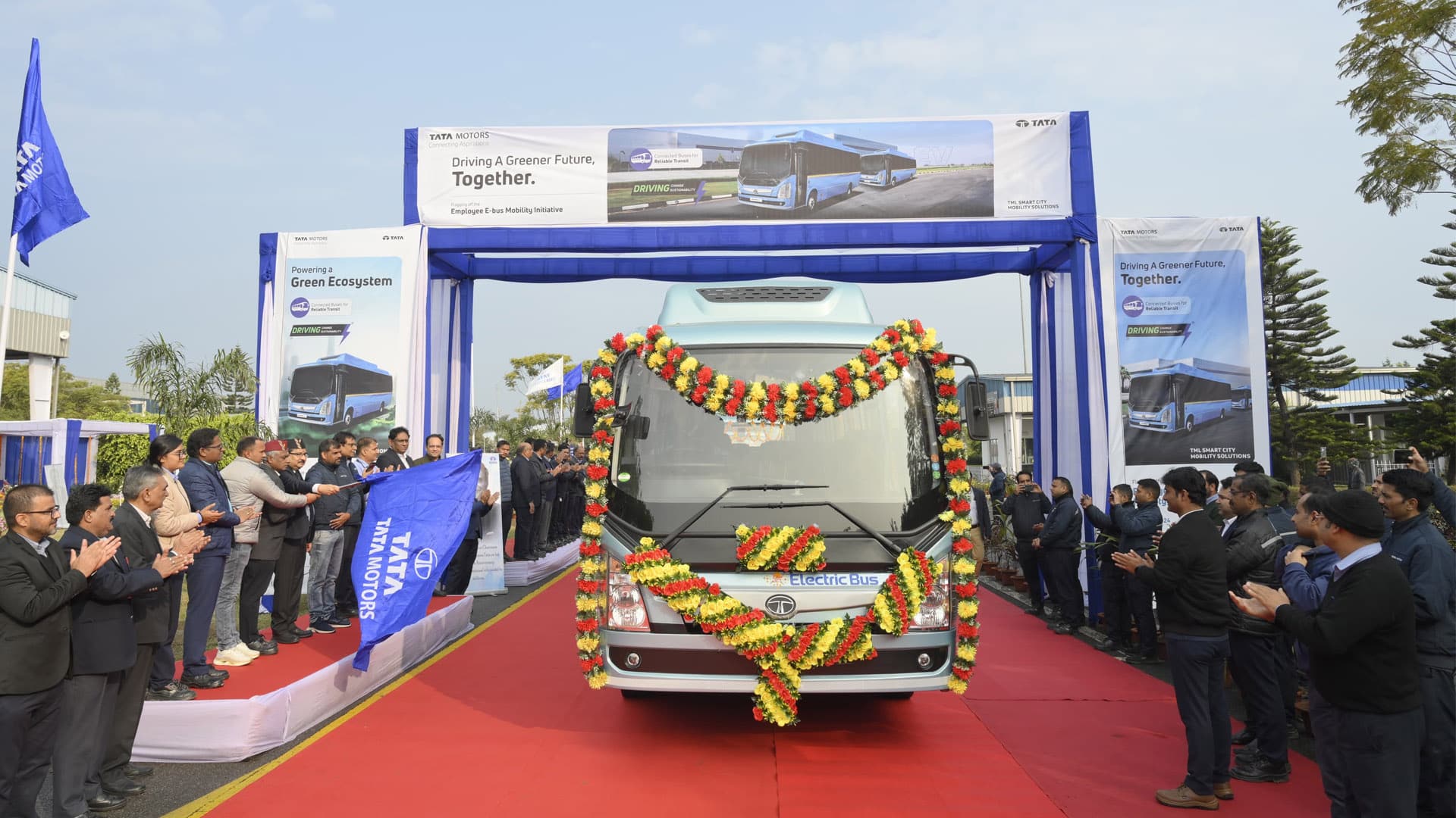 Tata Motors flags off electric buses for workforce transportation in Pantnagar