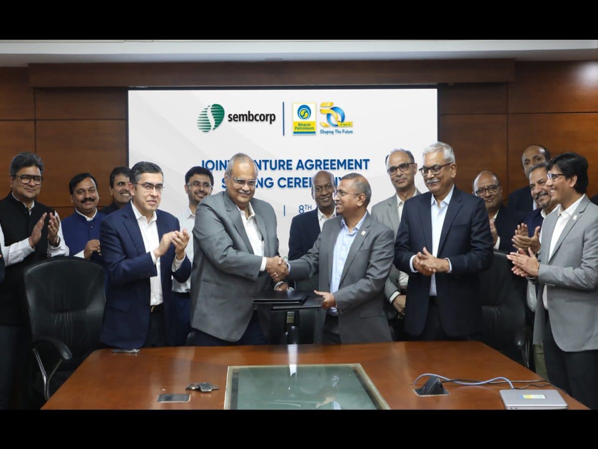BPCL and Sembcorp sign JV to drive green hydrogen and renewable energy solutions