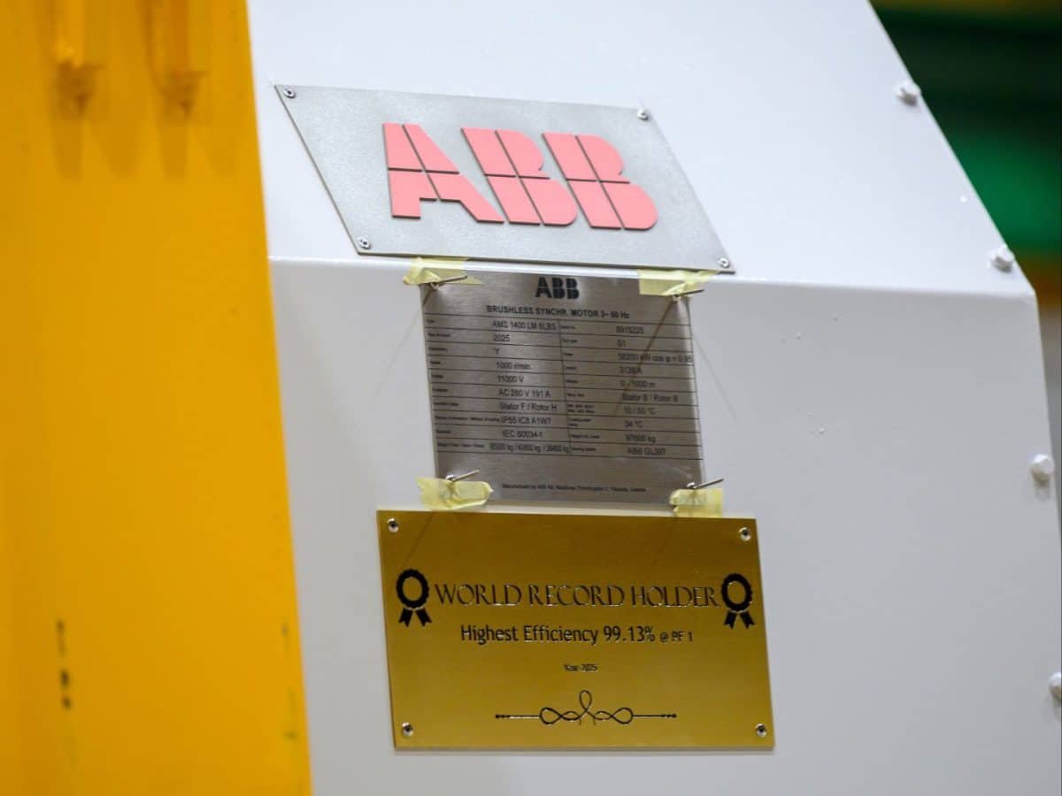 ABB sets new world record in motor energy efficiency at 99.13 per cent